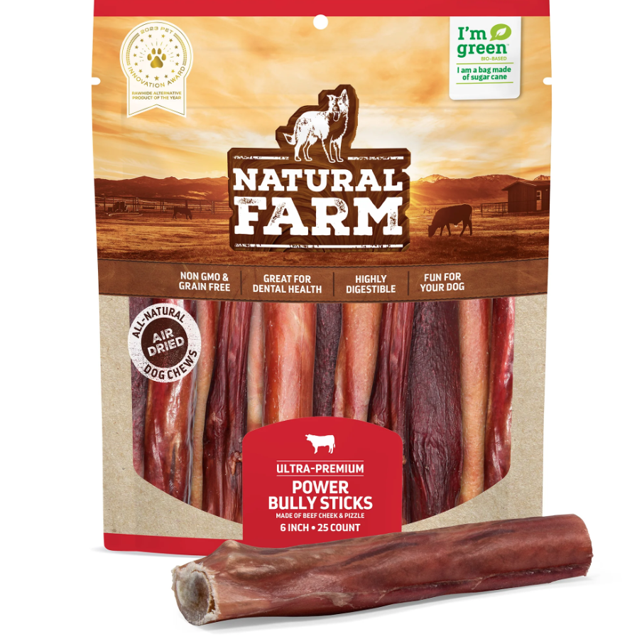 Natural Farm Dog Chew Power Bully Stick 6 Single