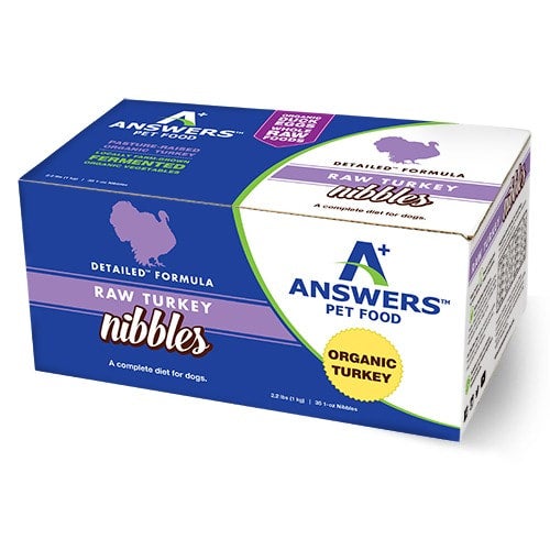 Answers Detailed Formula Raw Turkey Frozen Dog Food Nibbles 2.2 lb